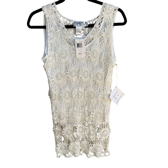 Joseph A Womens Boho Crochet Circle Scoop Neck Sleeveless Knit Blouse Top New M - Picture 1 of 10